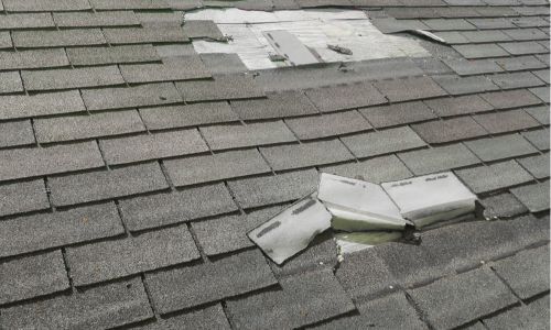 Missing shingles on roof