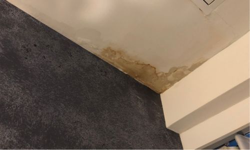 water stain on ceiling indicating a roof leak